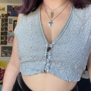 Vintage Sparkly Silk Vest